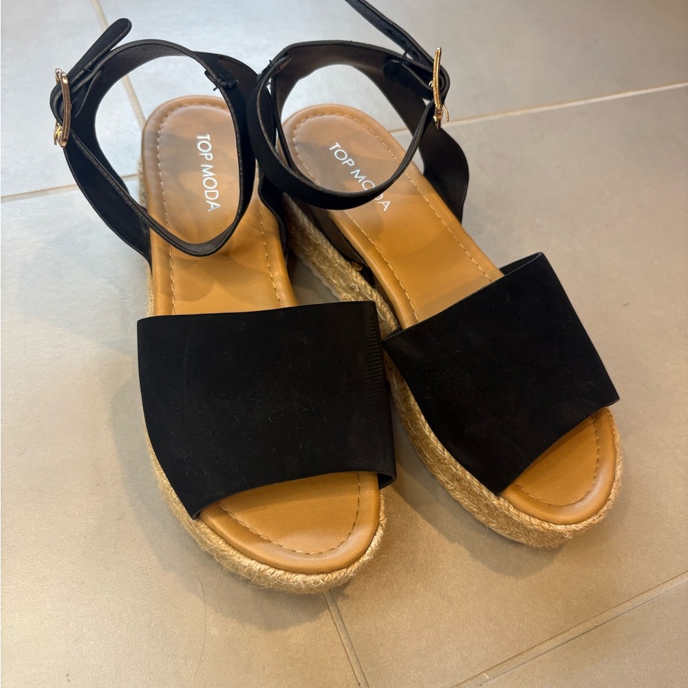 TOP Moda Black Espadrille Sandals